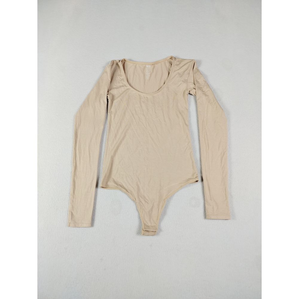 The Kit Thong Bodysuit Woman's‎ 1  Tan Scoop Neck Layering Bamboo Rayon Stretchy
